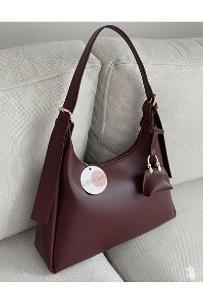 Zealous Geantă de umăr neagră din piele sintetică pentru femei, cu detaliu cu...