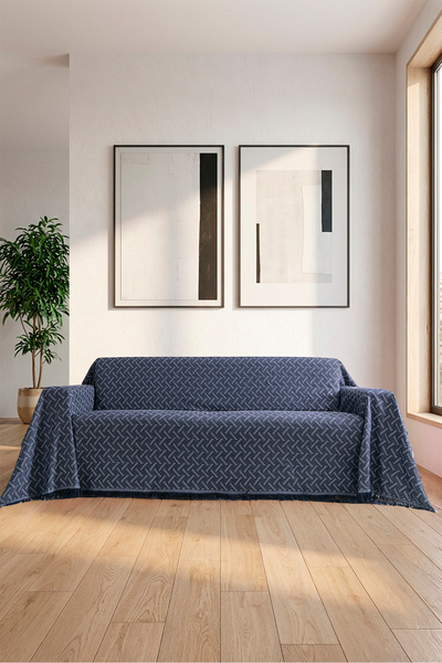 rellhome Cotton Sofa Cover with Fringes | Multi-Purpose Cover | Sofa Shawl | ...