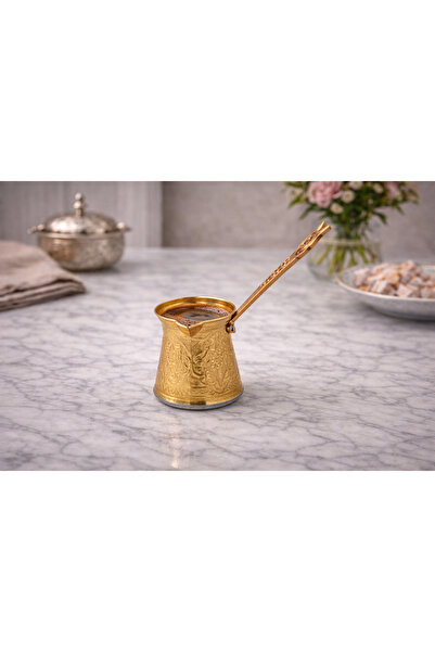 Generic Traditional Turkish Coffee Pot with Long Handle – Gold Finish – Made ...