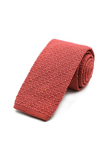 Sade Kravat Gül Kurusu Düz Sade İnce Örgü Kravat 32633 Pembe