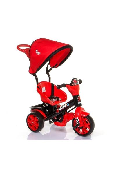 FeyzaDesign Çocuklar İçin Kırmızı Tente ve Korna ile Güvenli Bisiklet Seti