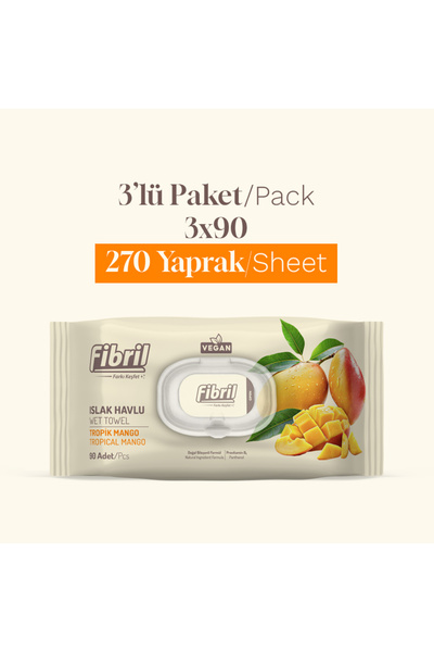 Fibril Tropik Mango Scented Wet Towels 3 Pack 270 Sheets