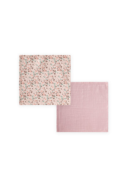 Cigit Double Muslin Mouth Cloth 25X25 cm Powder Flower Patterned