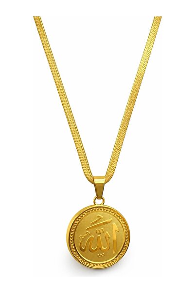 Vipfoni Allah Yazılı İtalyan Zincirli Yuvarlak Çelik Kolye M3