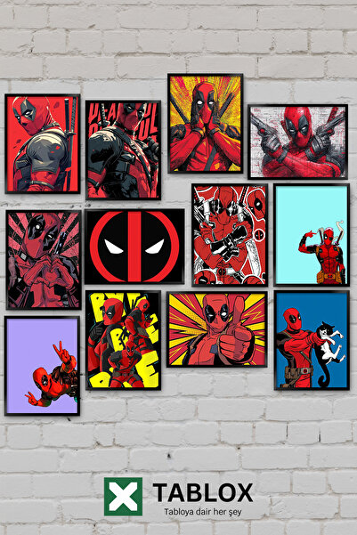 TABLOX 12 piese Deadpool Marvel Anti Hero Humor Action Cinema Film Set decora...