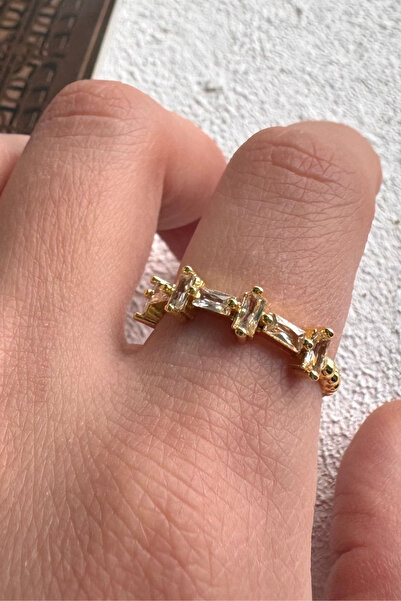 Leo'Stone Reversible Flat Baguette Stone Adjustable Women's Steel Ring