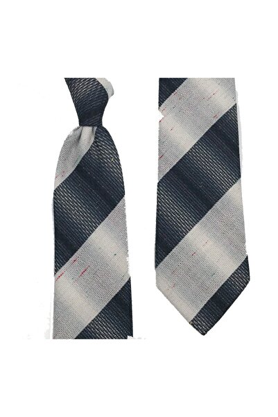 Sade Kravat Anthracite Black White Gray Red Grayish Modern Striped Woolen Tie...