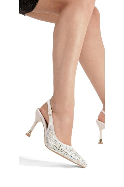 YADE MODA Women's Gold Heeled Open-Back Cinderella Evening Dress Shoes