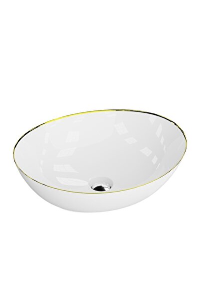 Lavita FRESA Sink White with Golden Edge 41.5×34 cm