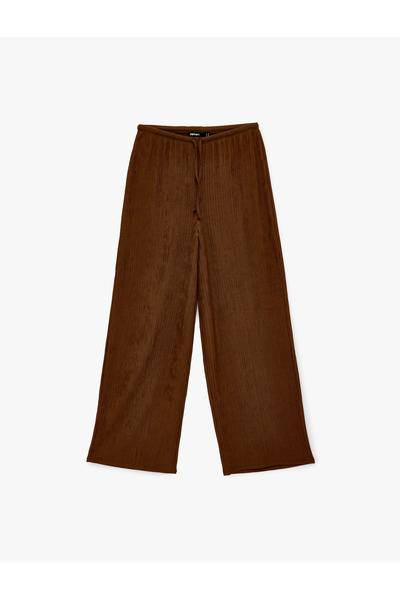 Koton Bürümcük Fabric Wide-Legged Loose Pants with Tie-Waist