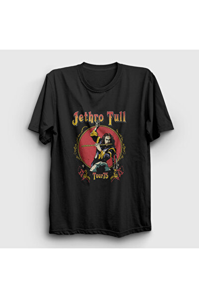 Presmono Unisex Black Tour 75 Jethro Tull T-Shirt 594873Tt