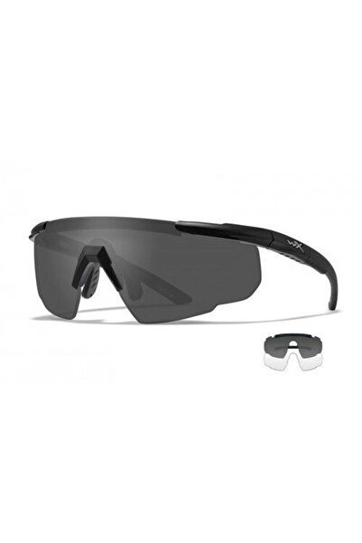 WILEY X BALLISTIC GLASSES SABER ADVANCED SMOKE CLEAR LENSES MATTE BLACK FRAME