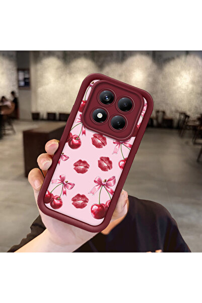 Hontinga حافظة هاتف من مادة السيليكون المقاومة للصدمات بلون الكرز الأحمر، متو...