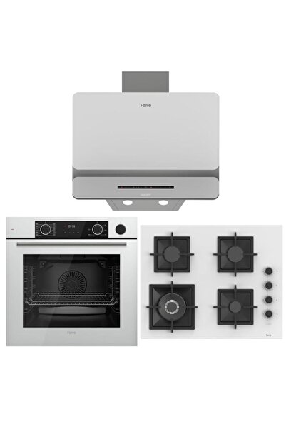 Ferre Beyaz Ankastre Set (D081-SA - SC406-WFA 65 CM - XE64CB Fryart Steam Air...