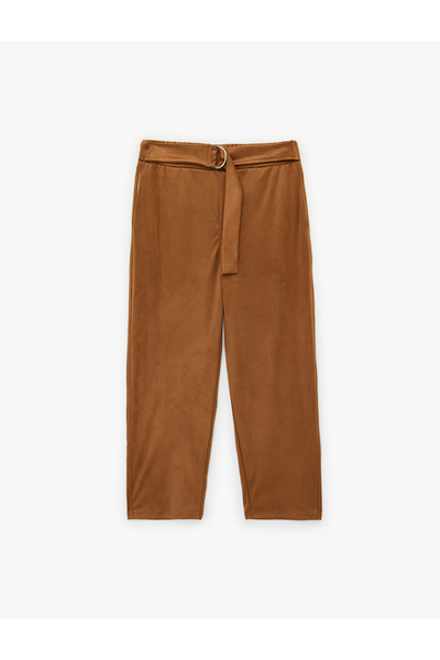 Koton Suede Look Belt Detailed Trousers