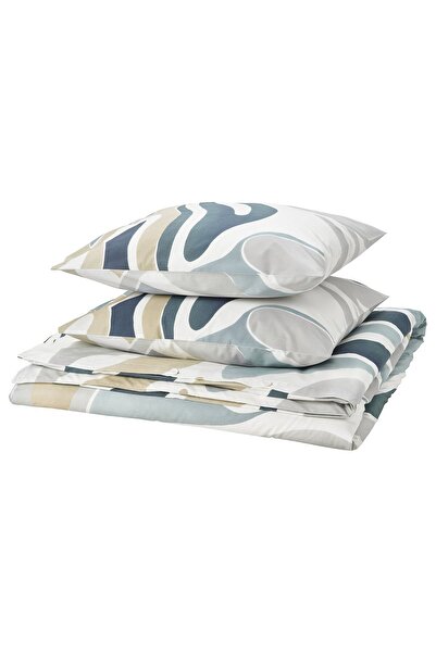 IKEA Husă pilotă MYGGLASVINGE + 2 fețe de pernă, multicolor, 200 x 200/50 x 6...