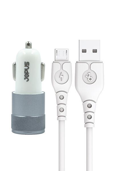 Jopus 2in1 15W Hızlı Şarj Destekli Micro USB Kablolu Araç Şarj Seti – Çift US...