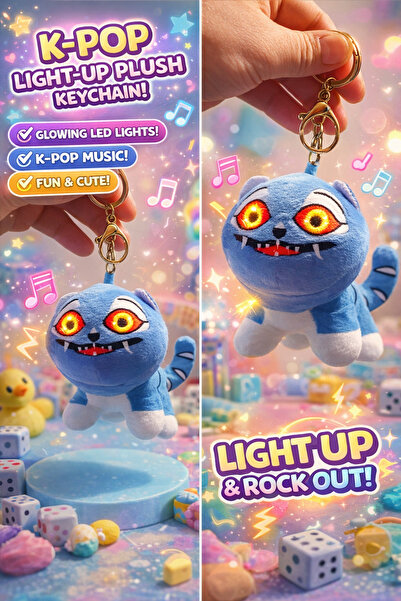 K-POP LED Plush Keychain with Music – Lights, Sound, Children 8–10 Years, 17cm