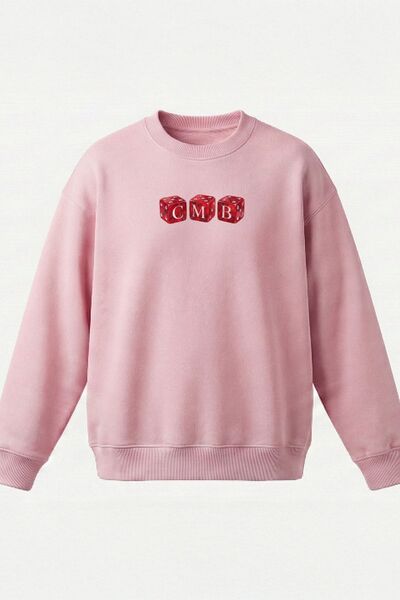 COMBİNE MİCHAİL Men's Zar Printed Oversized Pink Sweatshirt