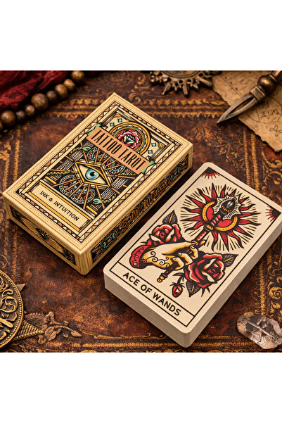 NO BRAND Tattoo Tarot Cards – with traditional symbolism for divination, intu...
