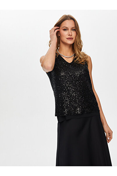 Faik Sönmez Плетен спортен топ с пайети US26ATL015