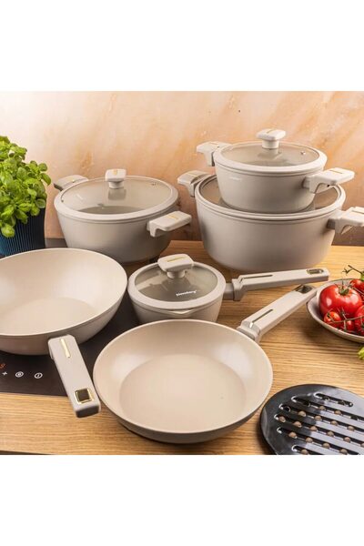 Klausberg Pot set with lid, made of cast aluminum with non-stick coating, bei...