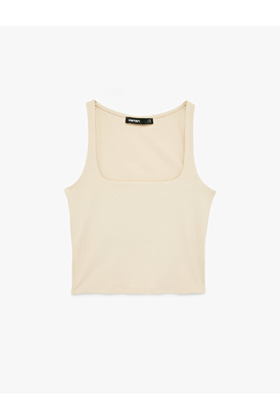 Koton Cotton Stretch Fabric Sleeveless Square Neck Blouse