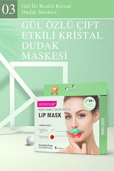 MondSub %90 Doğal Çift Kristal Dudak Maskesi – Cruelty-Free,Nemlendirme + Kır...