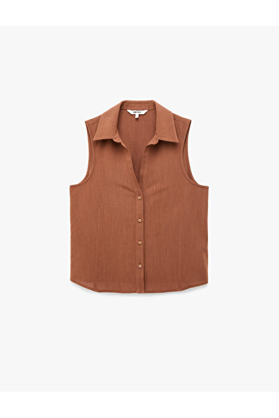 Koton Linen Look Buttoned Sleeveless Shirt