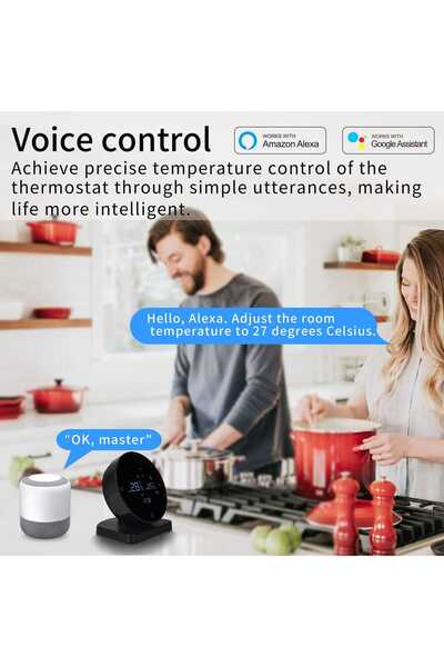 MOGODA Termostat inteligent wireless rotund, programabil WiFi din aplicația de telefon Tuya sau Smart Life, WIFI inteligent