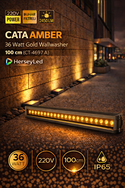 Cata AMBER 36W Profesyonel Ultra Slim Nem ve Buhar Filtreli Gold Wall Washer ...