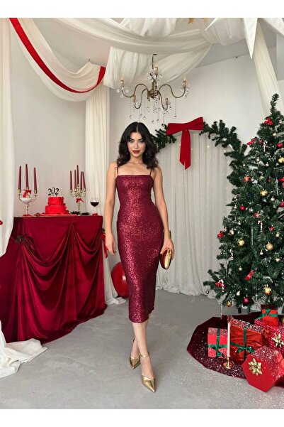 EtikaOnline askılı kalem payet elbise