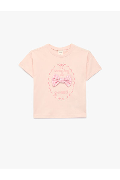 Koton Tricou din bumbac cu mânecă scurtă și fundă guler rotund