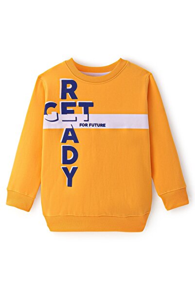 Pine kids Cotton Text Printed Pullover Sweatshirt - Mustard