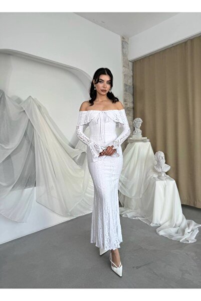 EtikaOnline lumina dantel kumaş madonna yaka kadın elbise