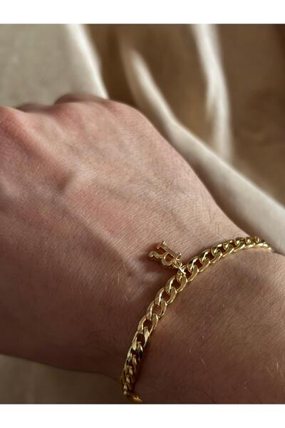 bijoux uniques Steel Gourmet Bracelet with Gold Letter R