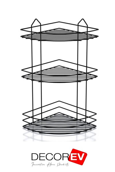 JASPER Dc-5020 Διακοσμητικό ανοξείδωτο μαύρο γωνιακό στήριγμα μπάνιου τριών ε...