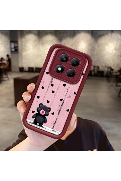 Hontinga غطاء هاتف من السيليكون مقاوم للصدمات بلون أحمر داكن متوافق مع ريدمي ...