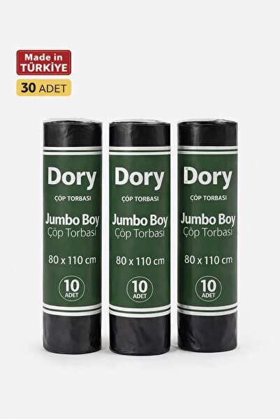 Dory Jumbo Boy Çöp Poşeti-Çöp Torbası 3 Adet 80x110 300 Gr Siyah