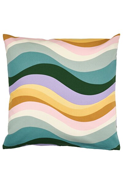 IKEA Față de pernă MYGGBLOMSTER, Gri-Albastru/Multicolor, 50 x 50 cm