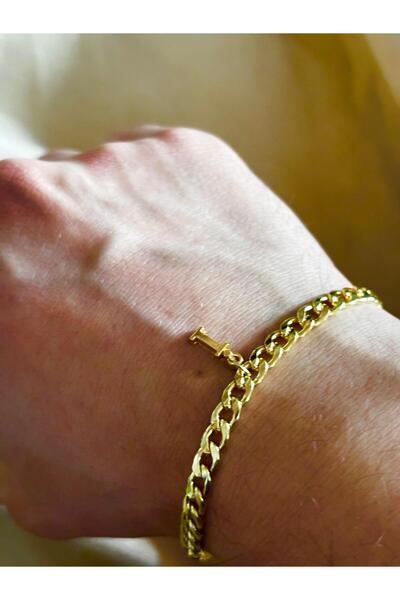 bijoux uniques Steel Gourmet Bracelet with Letter Gold İ