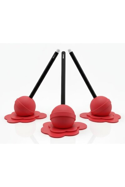 OEM Set of 3 Pencil and Pen Holders, Melting Lollipop Design - Red