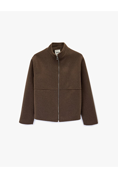 Koton Long Sleeve Zippered Mock Neck Cashmere Jacket