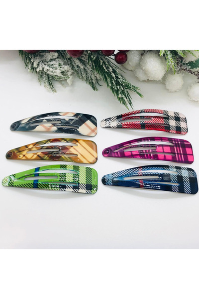 İnDerin Plaid Patterned Snap Buckle 6 Pieces