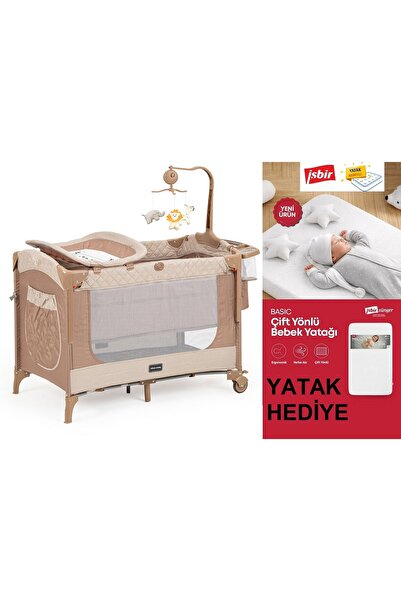 Pierre Cardin Luna Anne Yanı Park Yatak Oyun Parkı Yatak Hediyeli Kahve