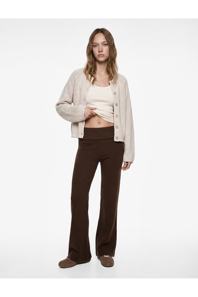 Koton Viscose Blended Layered High Waist Flared Leggings Trousers