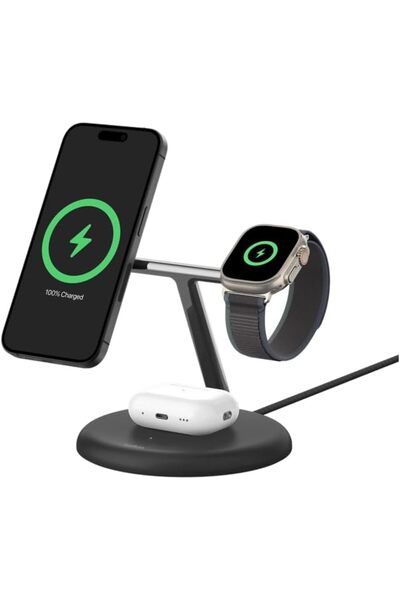 Belkin BoostCharge Pro 3 in 1 Wireless Charging Stand with Qi2 (15W) with Pow...