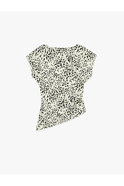 Koton Drape Detailed Boat Neck Sleeveless Patterned Blouse