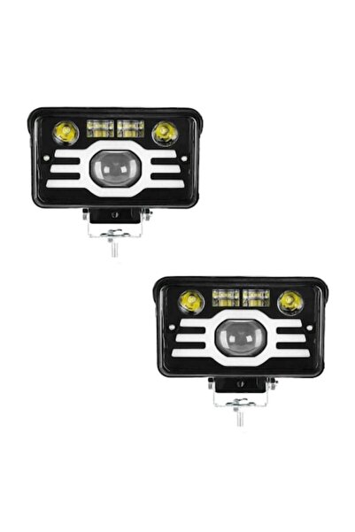 INELAG Set 2x Bicolor LED Car Projector with Lens, White Yellow, OFF ROAD, 132W