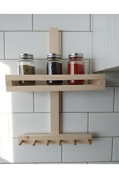 Ev dekka 50x35 cm Ahşap Mutfak Organizeri - Köknar Ağacı Baharatlık - Delmesi...